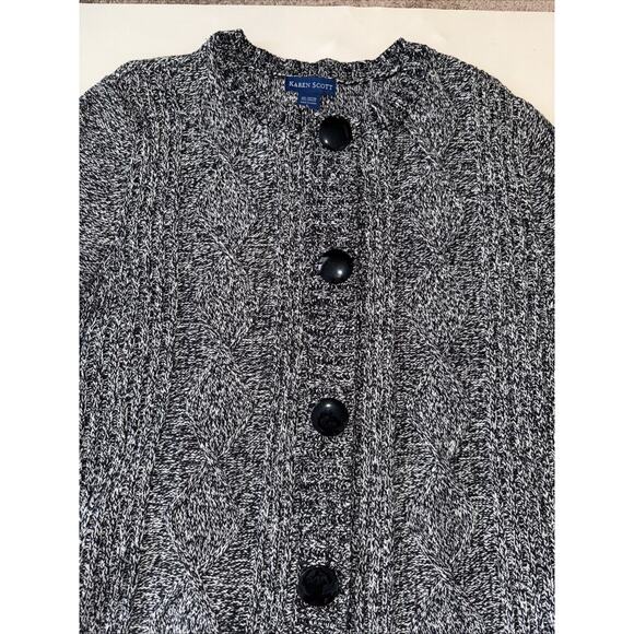VINTAGE Karen Scott Sweater Black Blend Cardigan - Large - Picture 2 of 7